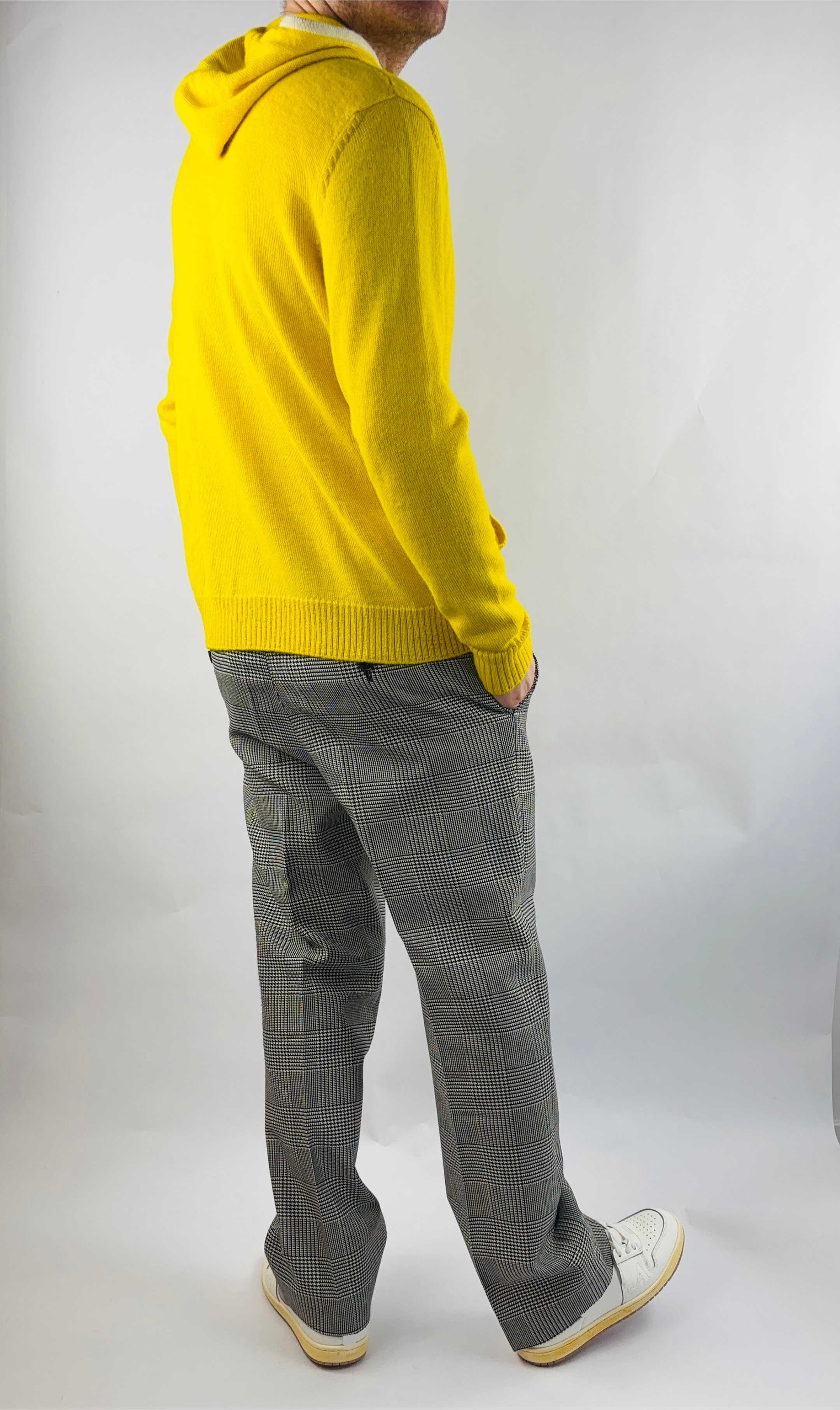 Hoodie Handgemacht in Peru Baby Alpaka Wolle Slim Fit Kapuze/Zipper Gelb