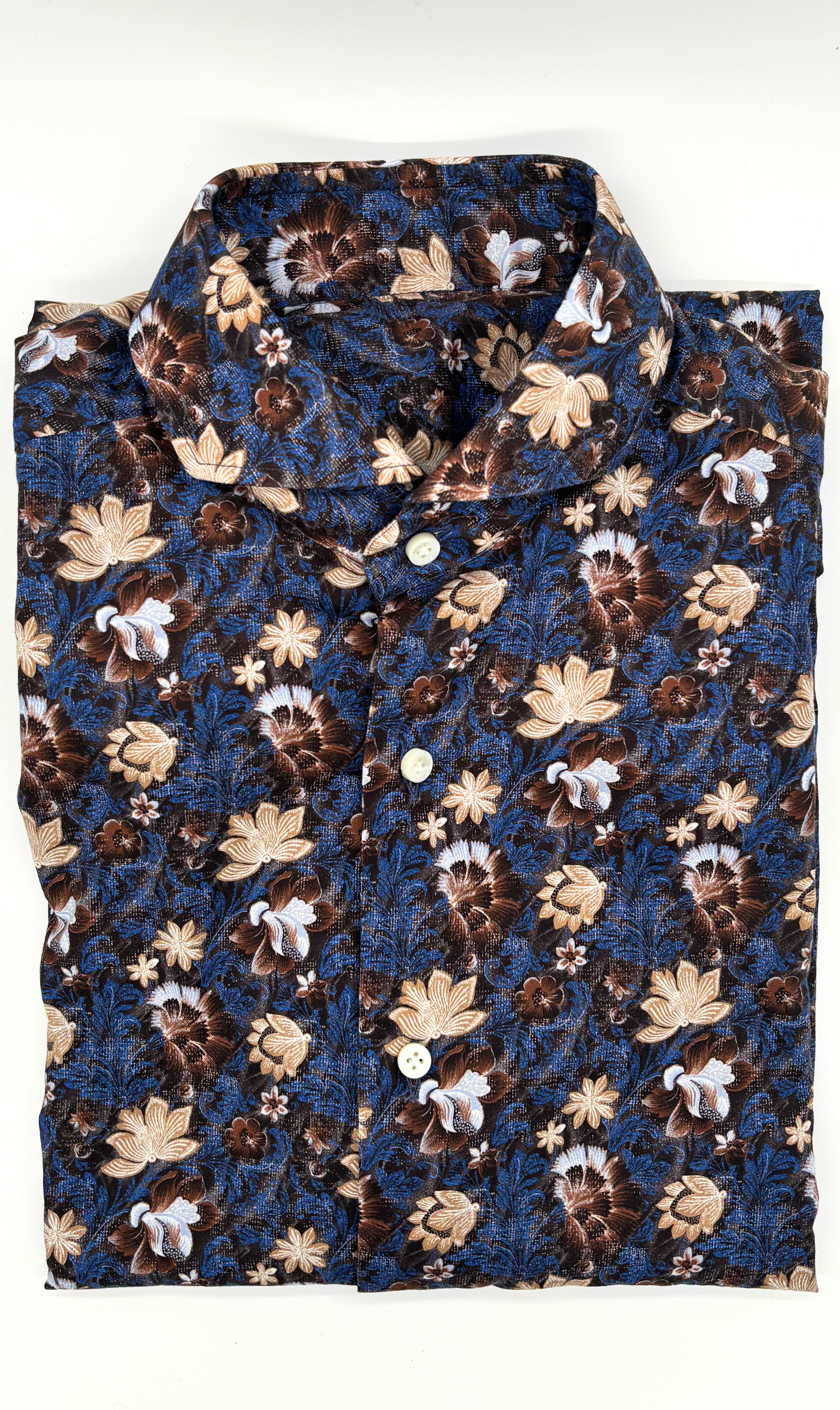 Hemd Handgemacht in Italien Regular Fit Blumen - Sample