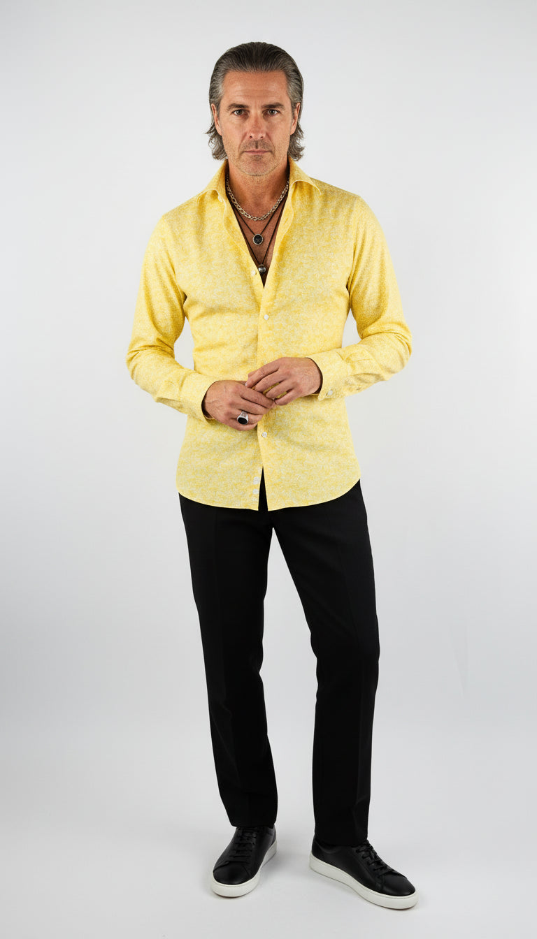 Hemd Handgemacht in Italien Slim Fit Gelb