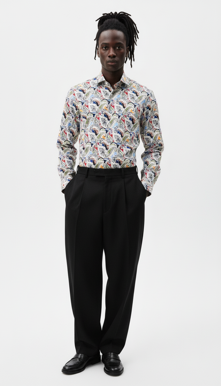 Hemd Handgemacht in Italien Super Slim Fit Paisley