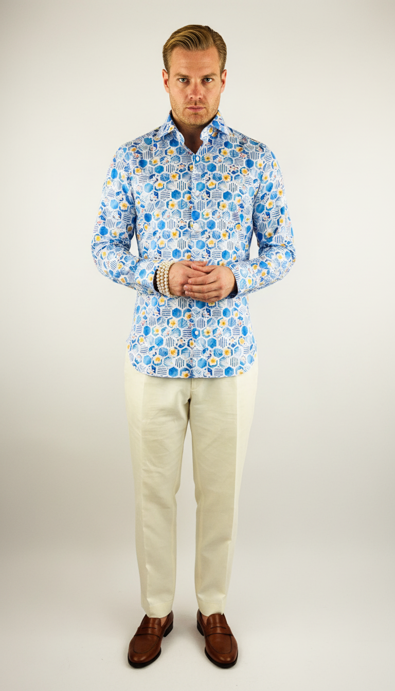 Hemd Handgemacht in Italien Slim Fit Blumen