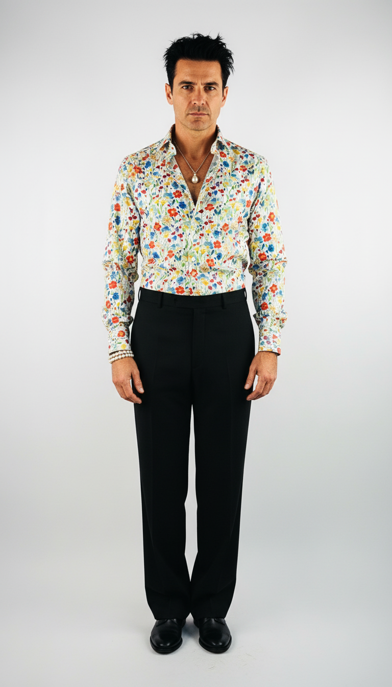 Hemd Handgemacht in Italien Slim Fit Blumen