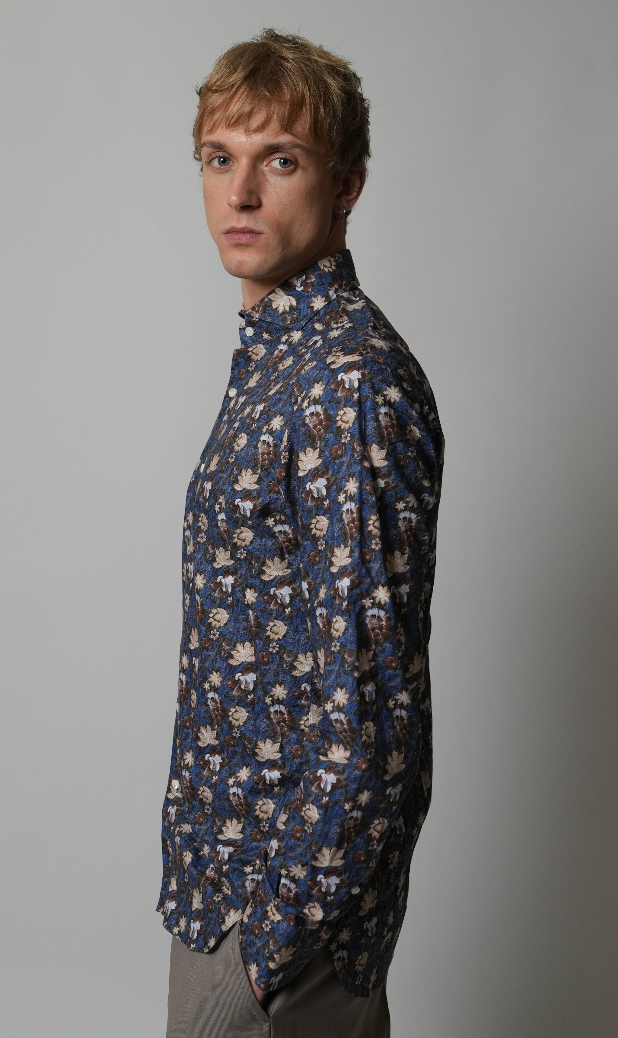 Shirt Handmade in Italy Regular Fit Flowers - Sample