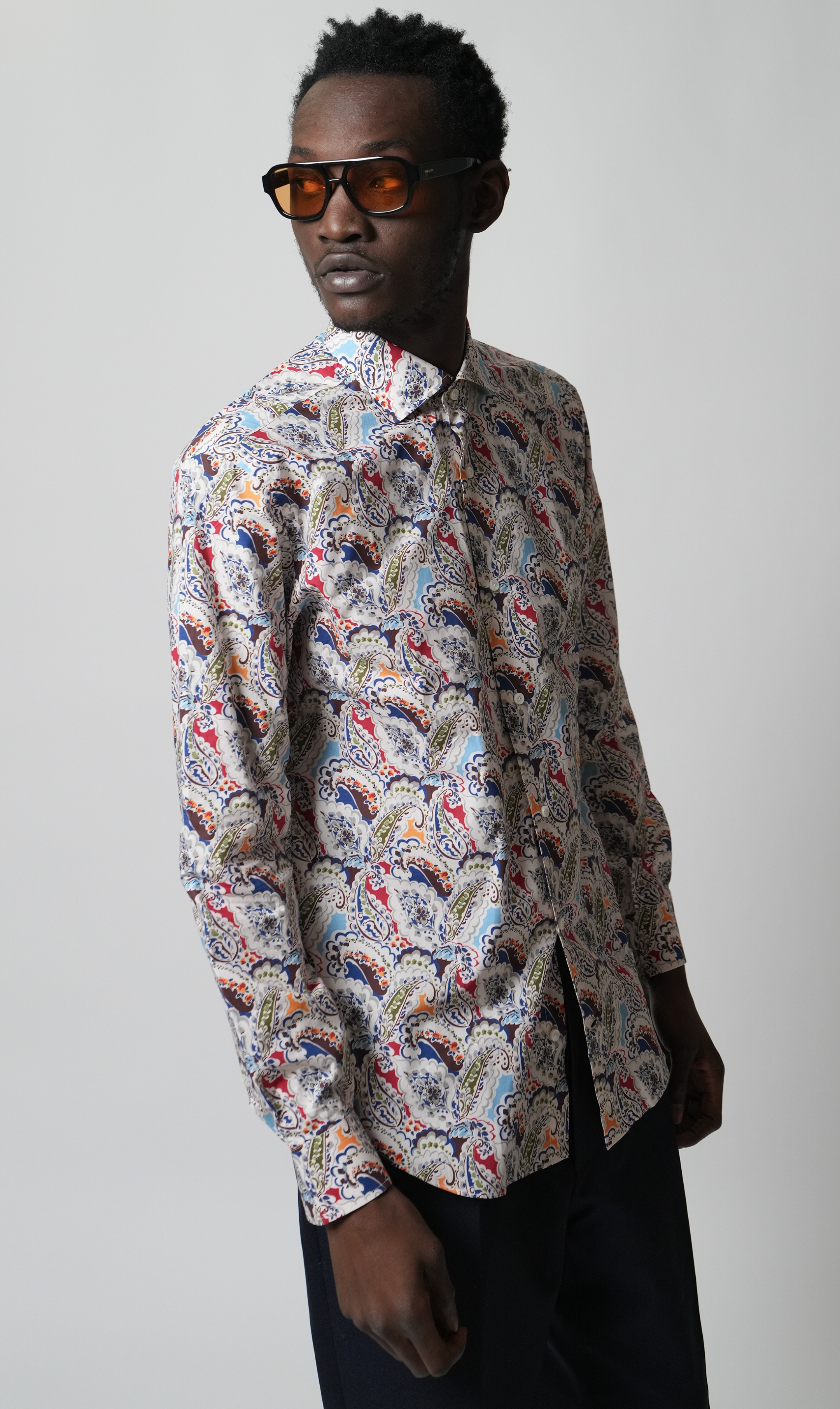 Hemd Handgemacht in Italien Super Slim Fit Paisley