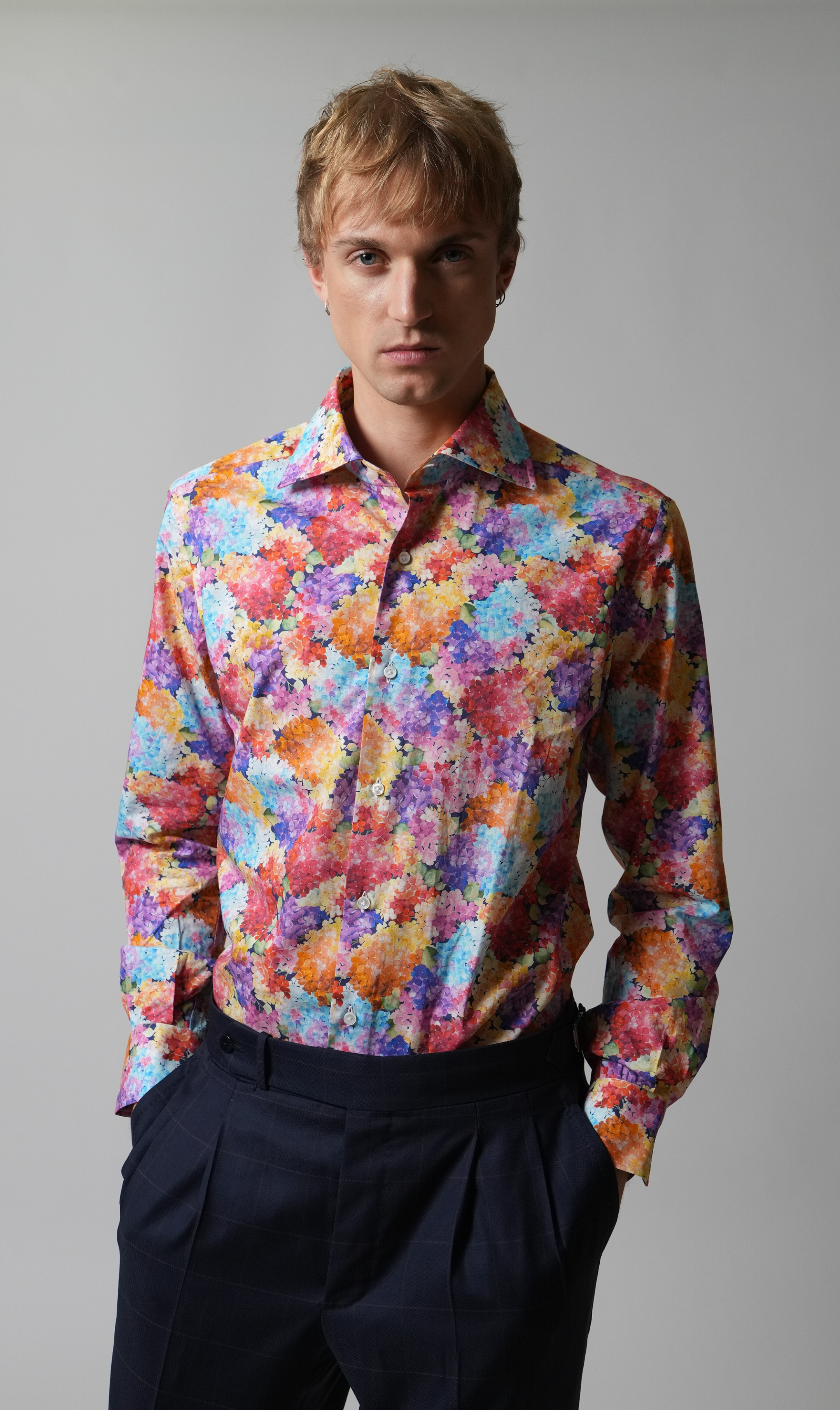 Shirt Handmade in Italy Slim Fit Hydrangeas