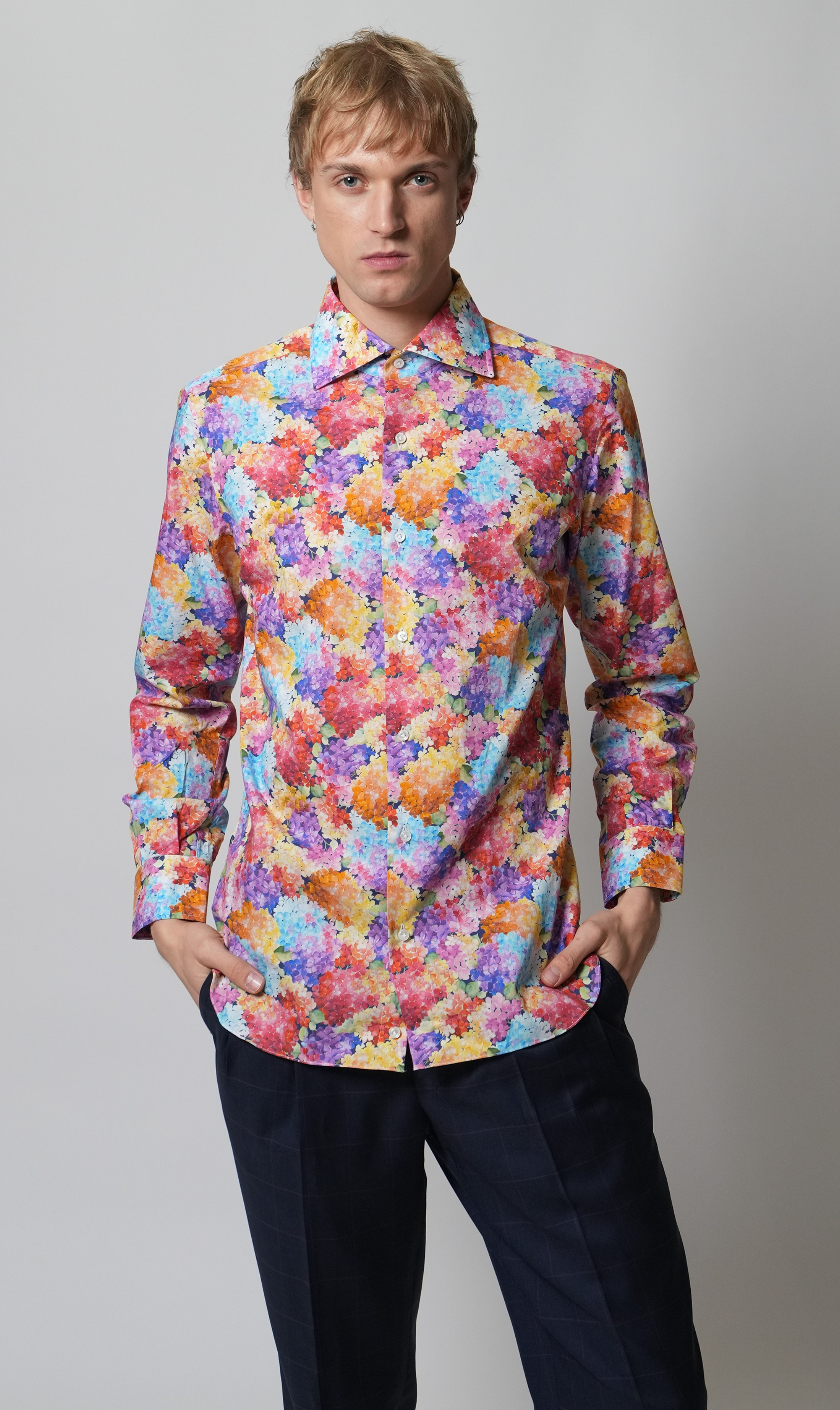 Shirt Handmade in Italy Slim Fit Hydrangeas