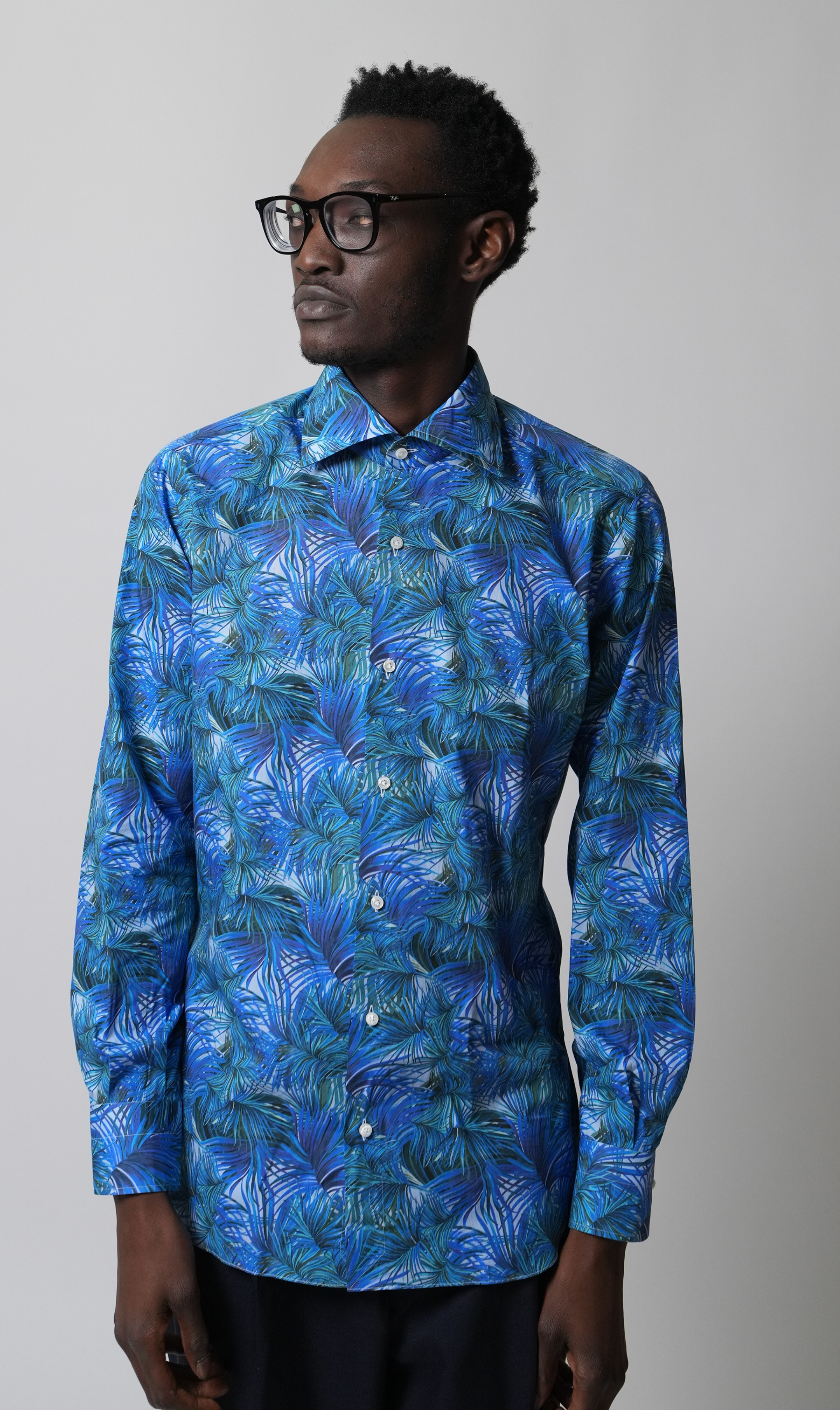 Shirt Handmade in Italy Slim Fit Palm Trees