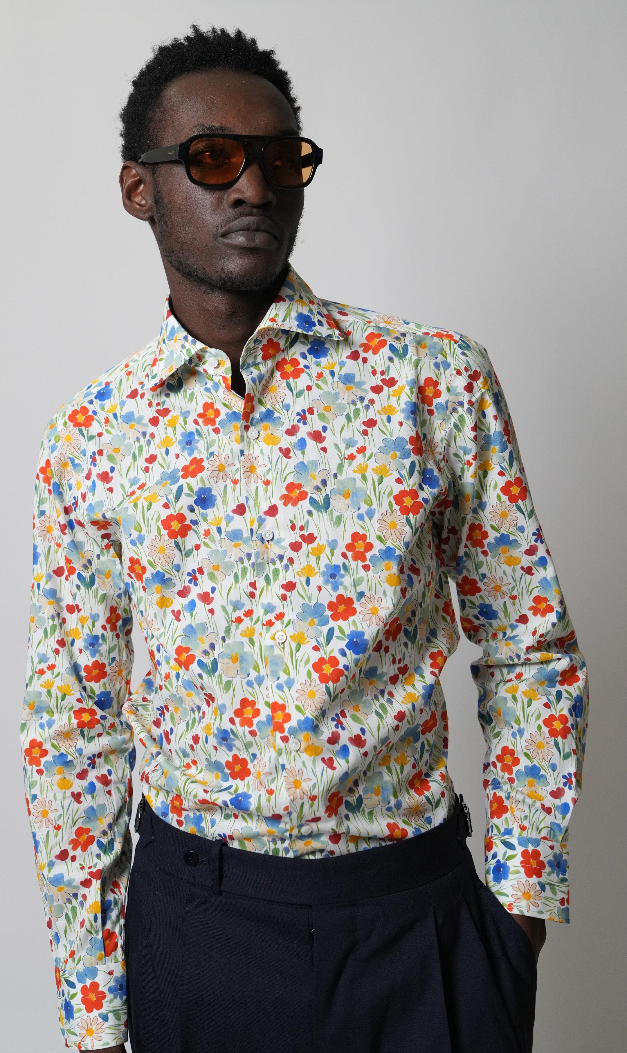 Hemd Handgemacht in Italien Slim Fit Blumen