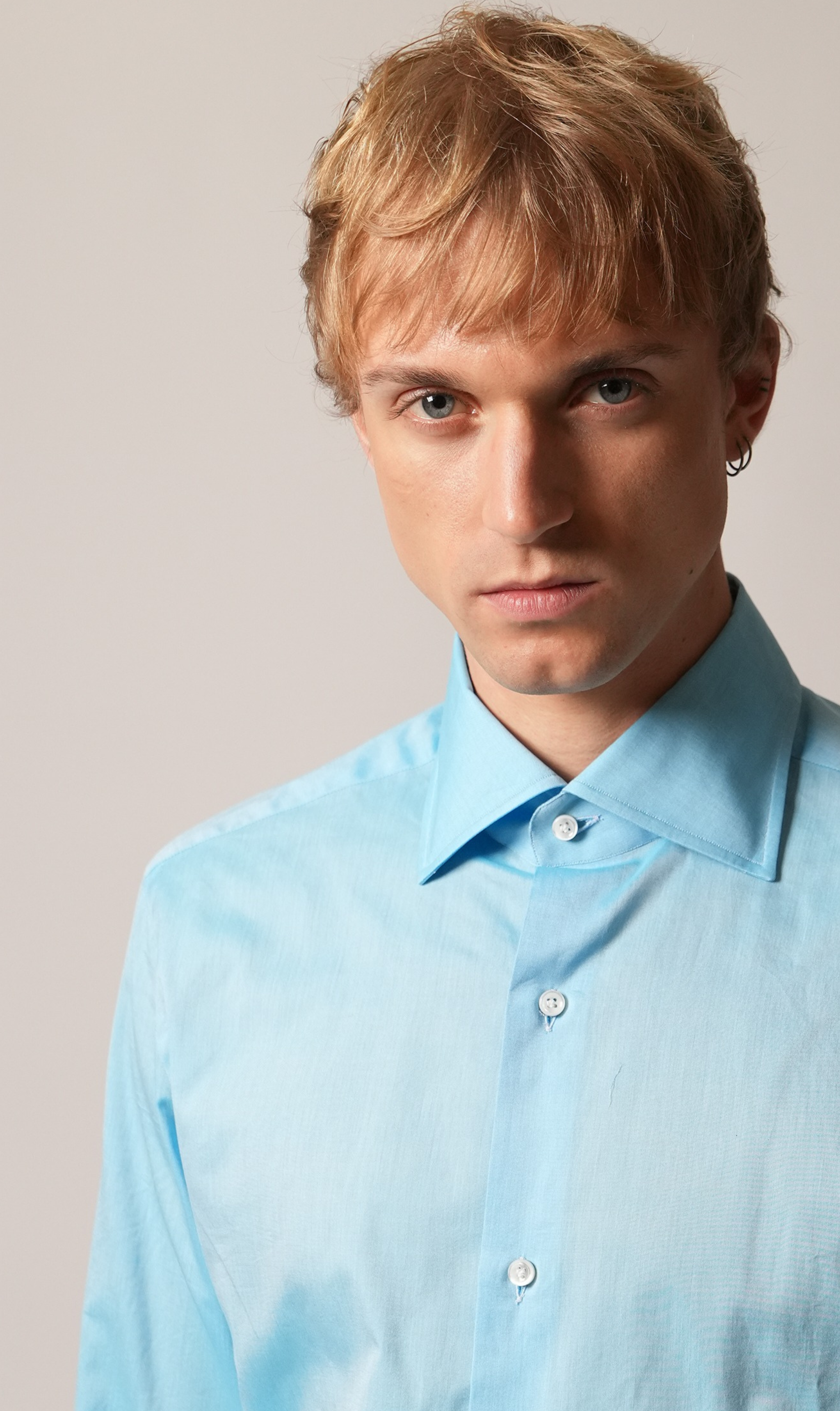 Shirt Handmade in Italy 100/2 Full Twill Slim Fit Blue