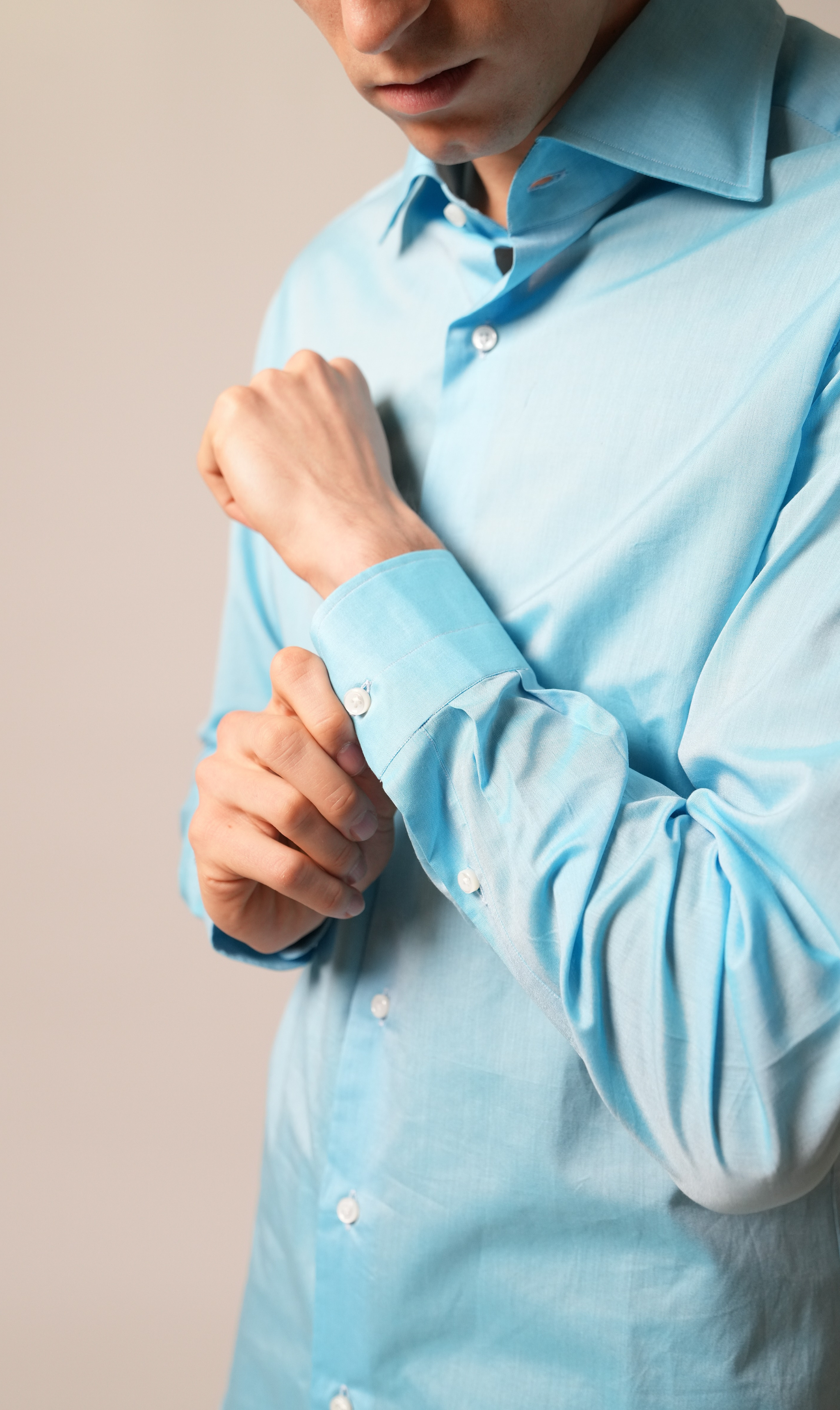 Shirt Handmade in Italy 100/2 Full Twill Slim Fit Blue