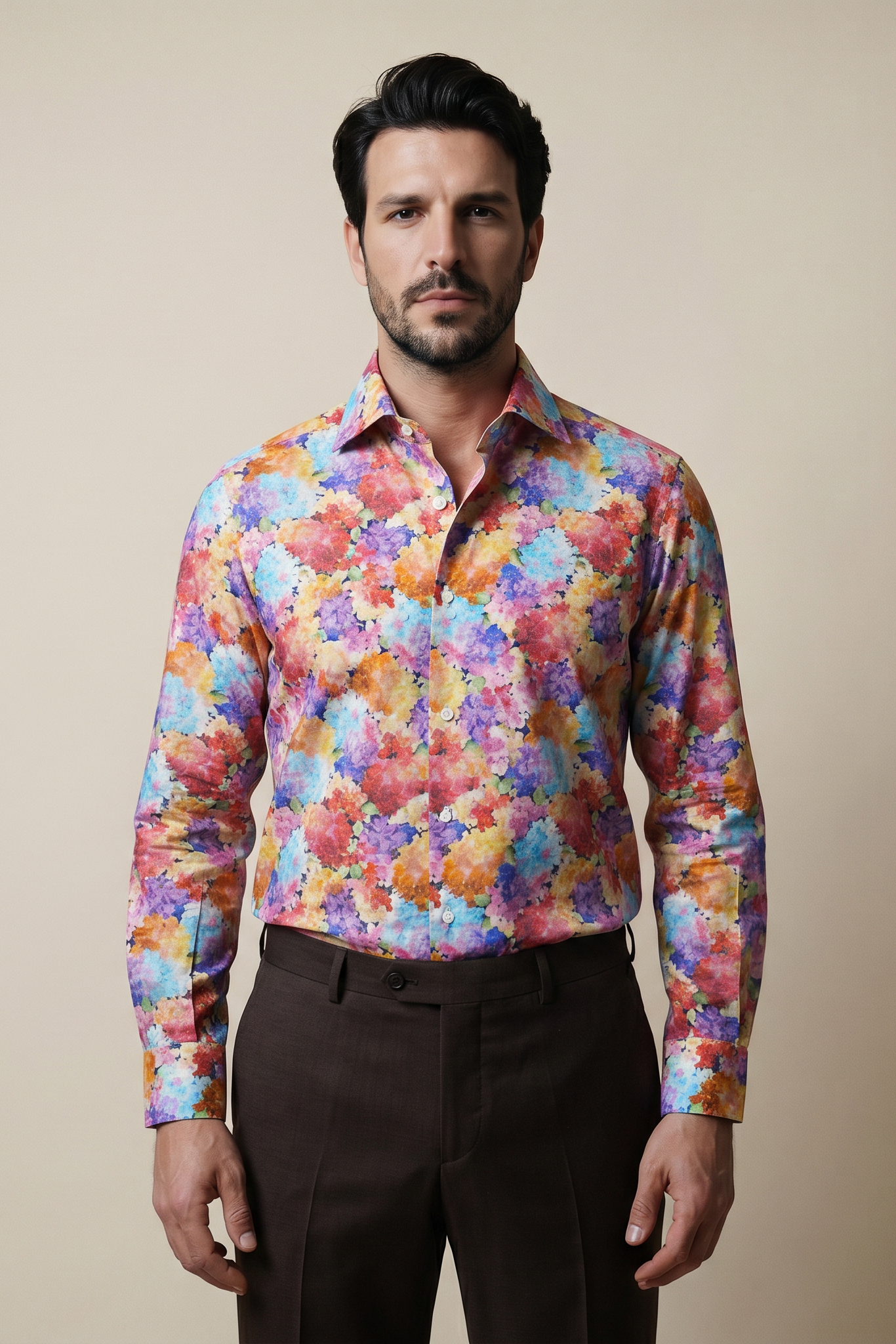 Hydrangea Print Slim Fit Shirt