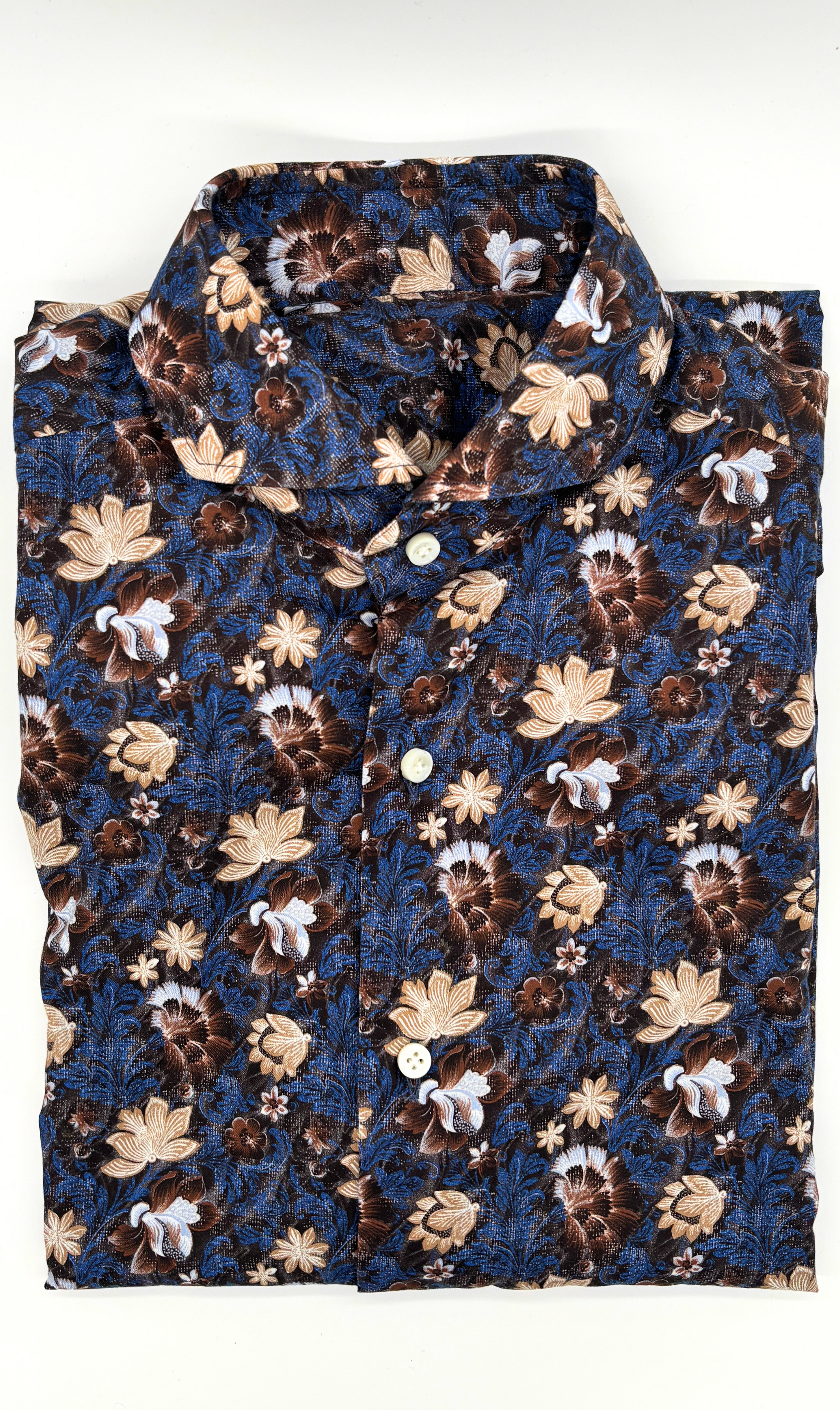 Shirt Handmade in Italy Regular Fit Flowers - Sample