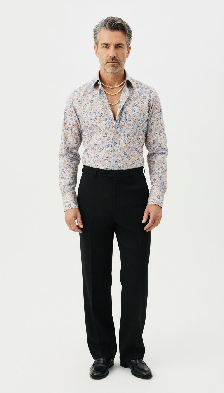 Hemd Handgemacht in Italien Slim Fit Blumen