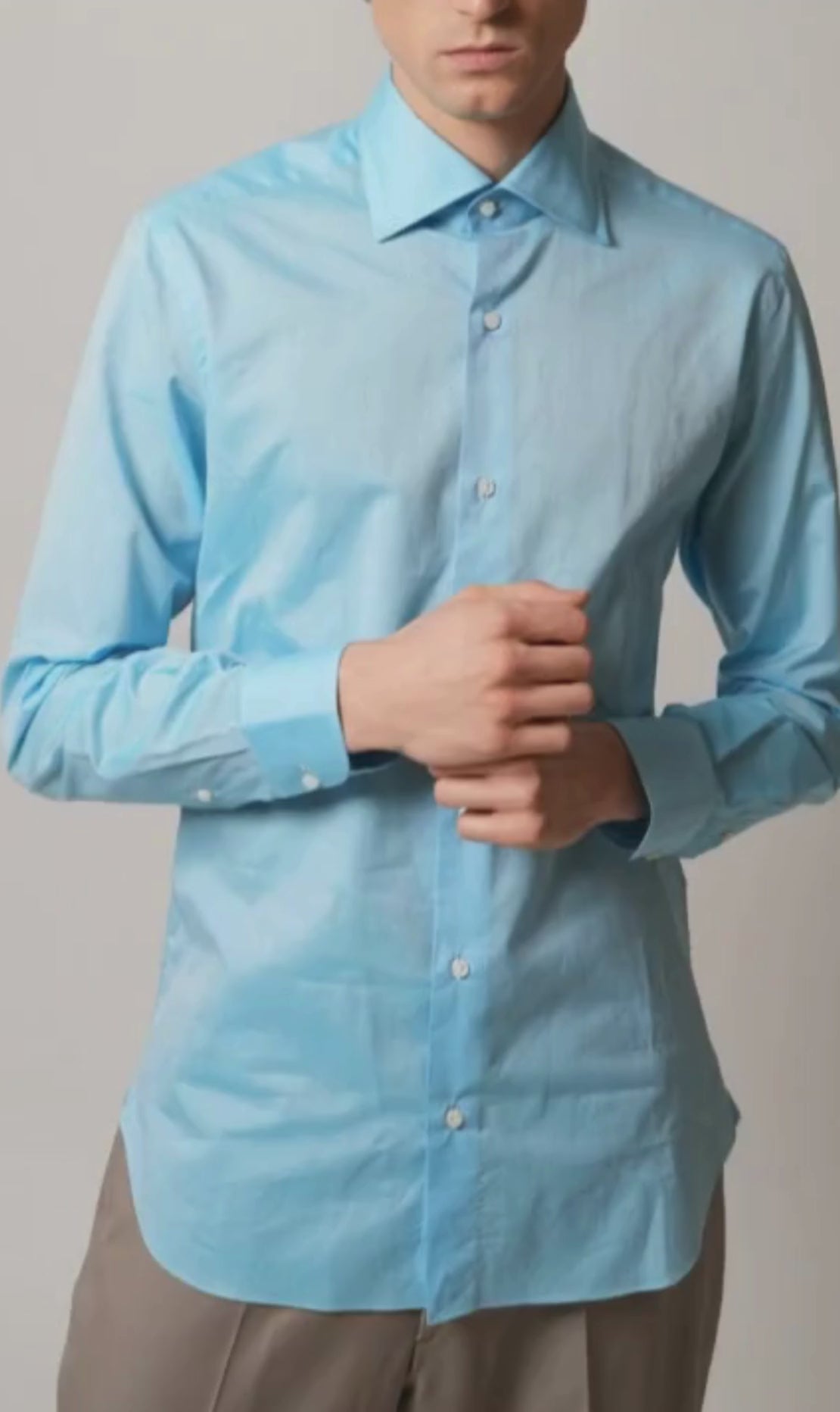 Shirt Handmade in Italy 100/2 Full Twill Slim Fit Blue