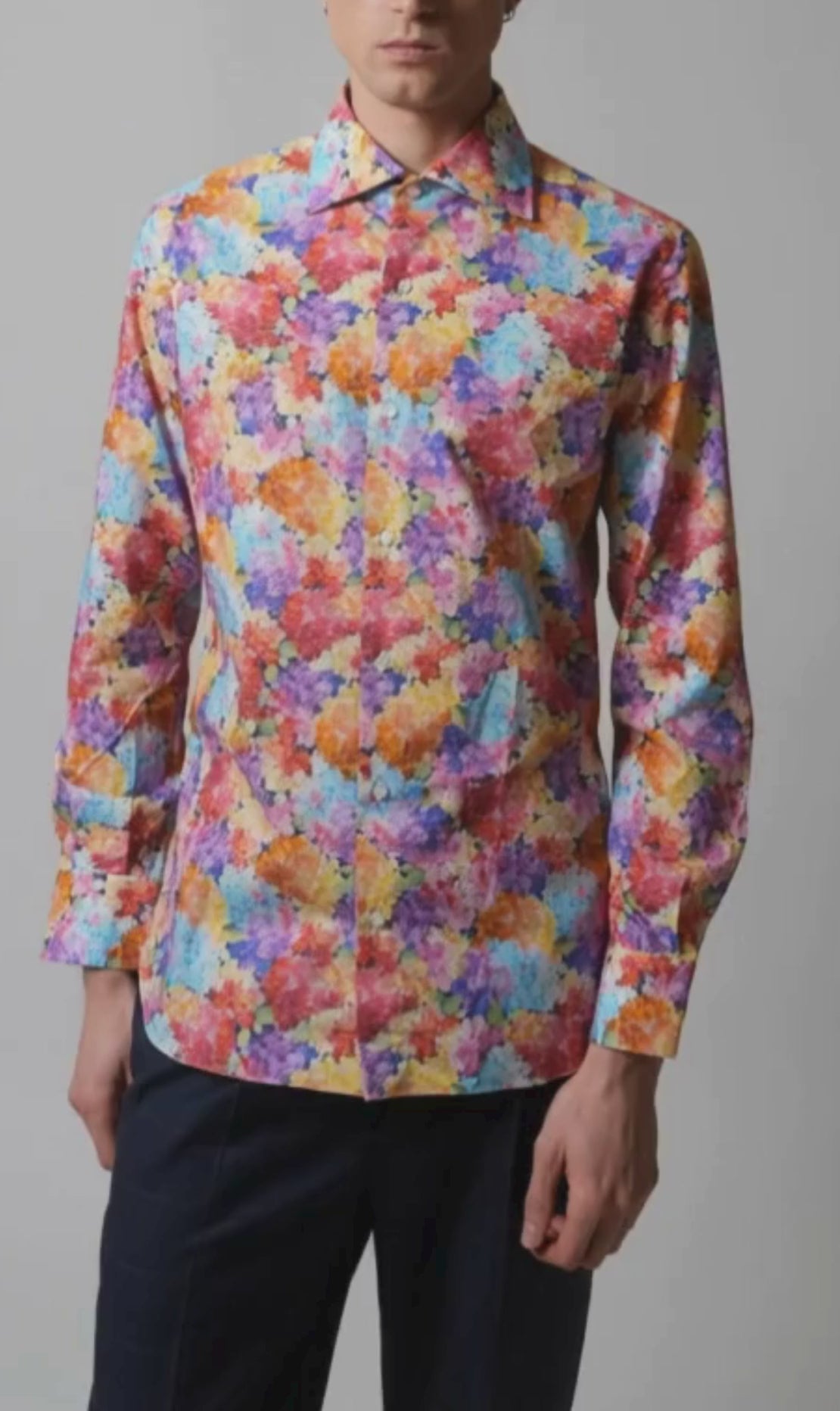 Shirt Handmade in Italy Slim Fit Hydrangeas